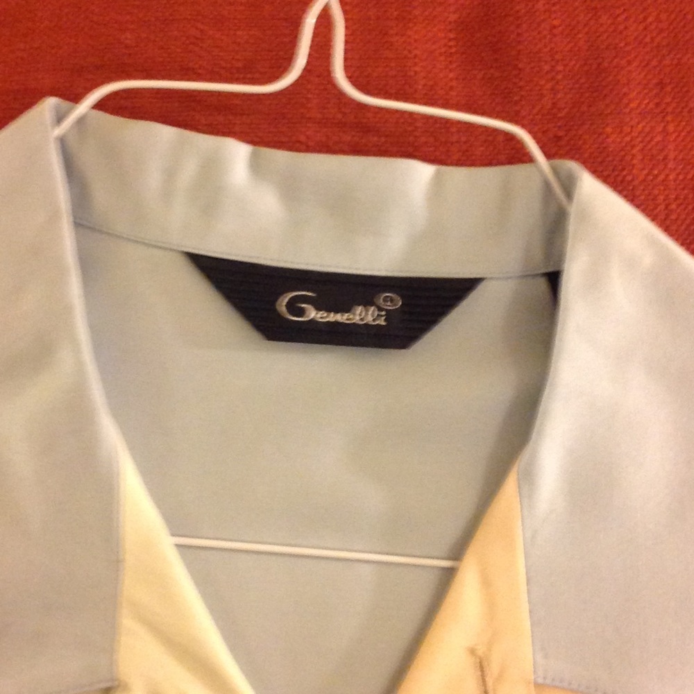 Men's short sleeve silk shirt L